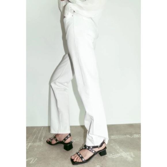 ZARA BLOCK HEEL LEATHER SANDALS SIZE EU 37/ 6.5 US - Picture 2 of 8